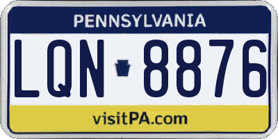 PA license plate LQN8876
