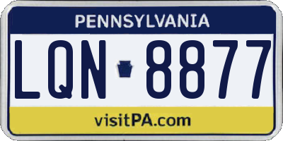 PA license plate LQN8877