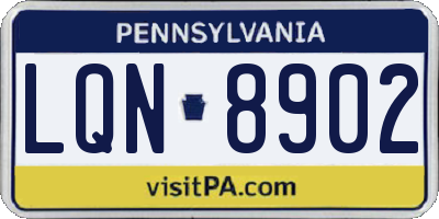 PA license plate LQN8902