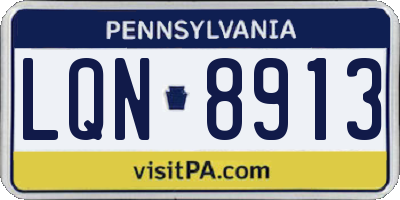 PA license plate LQN8913