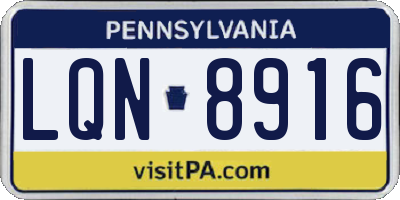 PA license plate LQN8916