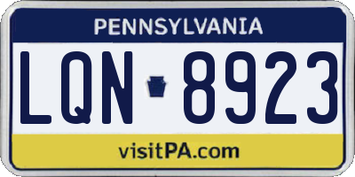 PA license plate LQN8923