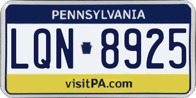 PA license plate LQN8925