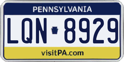 PA license plate LQN8929