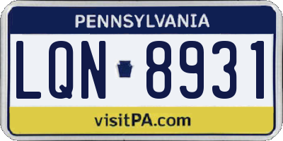 PA license plate LQN8931