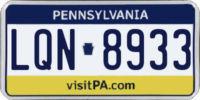 PA license plate LQN8933