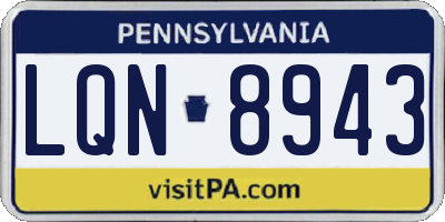 PA license plate LQN8943