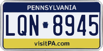 PA license plate LQN8945
