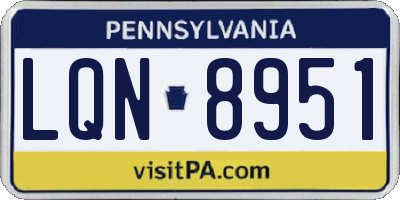 PA license plate LQN8951