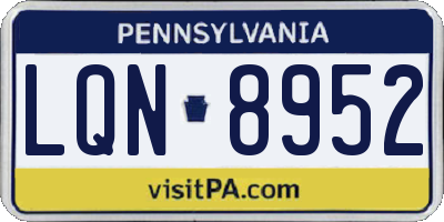 PA license plate LQN8952