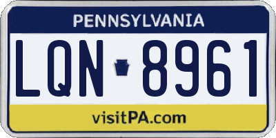 PA license plate LQN8961