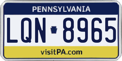 PA license plate LQN8965