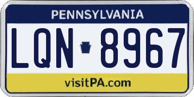 PA license plate LQN8967