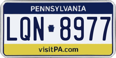 PA license plate LQN8977