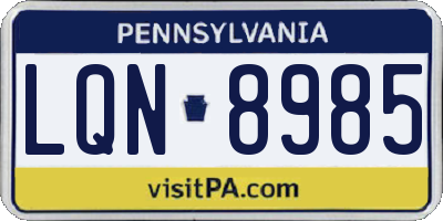 PA license plate LQN8985