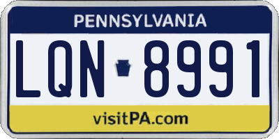 PA license plate LQN8991
