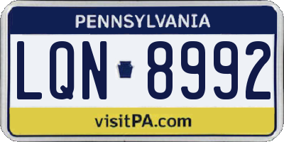 PA license plate LQN8992