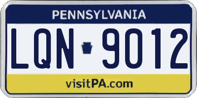 PA license plate LQN9012