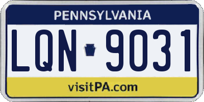 PA license plate LQN9031