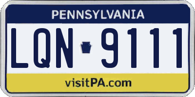PA license plate LQN9111