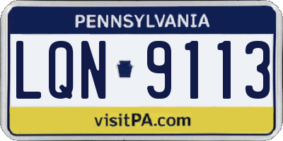 PA license plate LQN9113