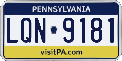 PA license plate LQN9181