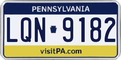 PA license plate LQN9182