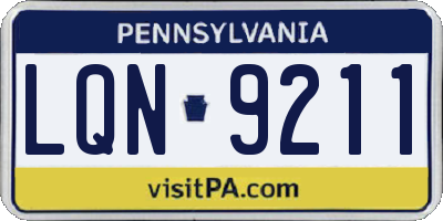 PA license plate LQN9211