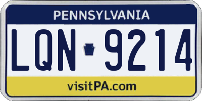 PA license plate LQN9214