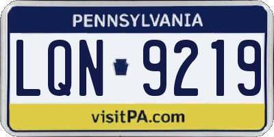 PA license plate LQN9219