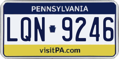 PA license plate LQN9246