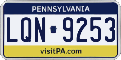 PA license plate LQN9253