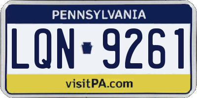 PA license plate LQN9261