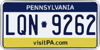 PA license plate LQN9262