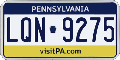 PA license plate LQN9275