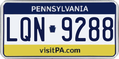PA license plate LQN9288