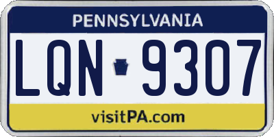 PA license plate LQN9307