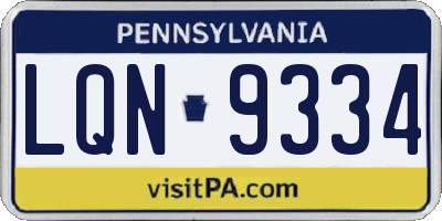 PA license plate LQN9334