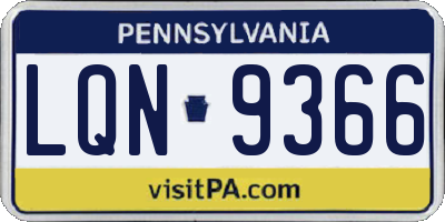 PA license plate LQN9366