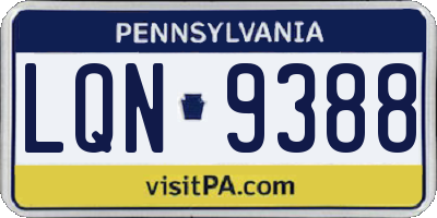 PA license plate LQN9388