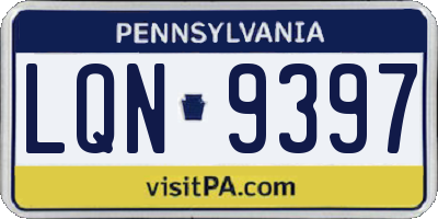 PA license plate LQN9397