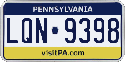 PA license plate LQN9398
