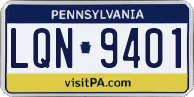 PA license plate LQN9401