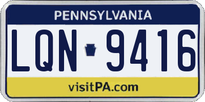 PA license plate LQN9416