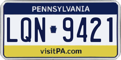 PA license plate LQN9421
