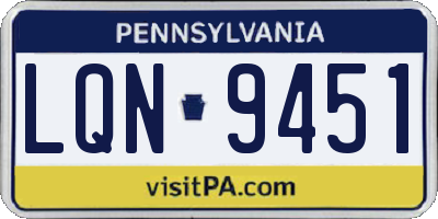 PA license plate LQN9451