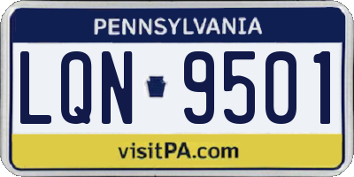 PA license plate LQN9501