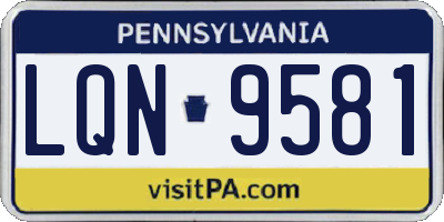 PA license plate LQN9581