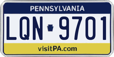 PA license plate LQN9701
