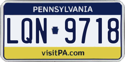 PA license plate LQN9718